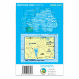 Blue back cover of OS Northern Ireland Discoverer Series Map of Lough Allen: Discoverer 26 showing the area covered by the map and the wider area