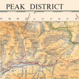 Close up of Reproduction Peak District vintage map flat view