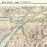 Close up Reproduction Ben Nevis vintage map flat view