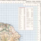 Close up of Reproduction North York Moors vintage map flat view