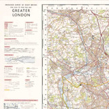 Close up of Reproduction Greater London vintage map flat view
