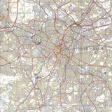 Close up of Reproduction Birmingham  vintage map flat view