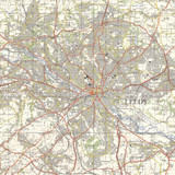 Close up of Reproduction Birmingham vintage map flat view