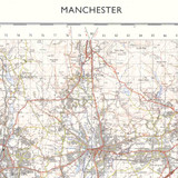 Close up of Reproduction Manchester vintage map flat view