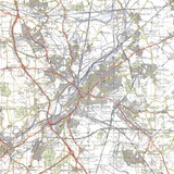 Close up of Reproduction Doncaster vintage map flat view