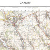Close up of Reproduction Cardiff vintage map flat view