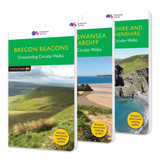 Front covers of the OS Pathfinder guidebook series in the Pathfinder set for South Wales