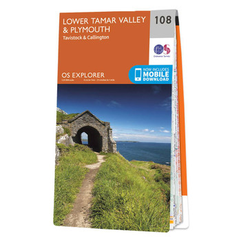 Orange front cover of OS Explorer Map 108 Lower Tamar Valley & Plymouth