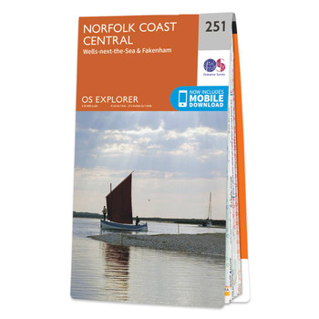 Orange front cover of OS Explorer Map 251 Norfolk Coast Central
