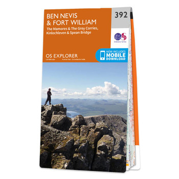 Orange front cover of OS Explorer Map 392 Ben Nevis & Fort William