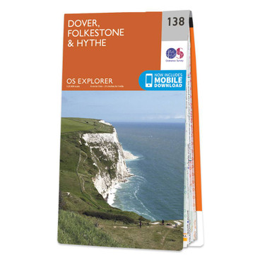 Orange front cover of OS Explorer Map 138 Dover, Folkestone & Hythe