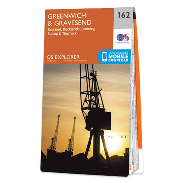 Orange front cover of OS Explorer Map 162 Greenwich and Gravesend