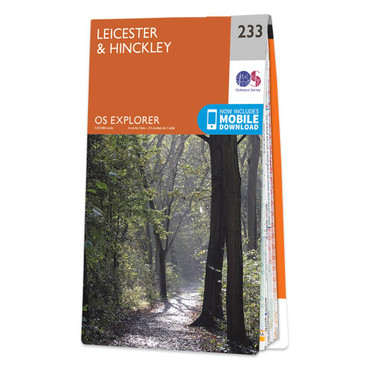 Orange front cover of OS Explorer Map 233 Leicester & Hinckley