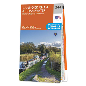Orange front cover of OS Explorer Map 244 Cannock Chase & Chasewater