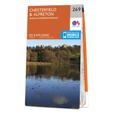 Orange front cover of OS Explorer Map 269 Chesterfield & Alfreton