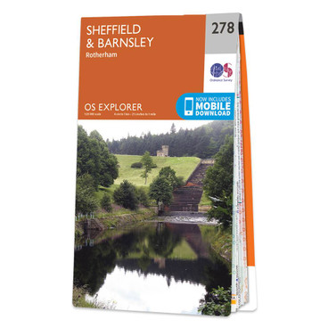 Orange front cover of OS Explorer Map 278 Sheffield & Barnsley