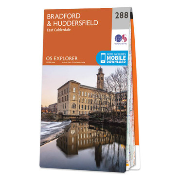 Orange front cover of OS Explorer Map 288 Bradford & Huddersfield
