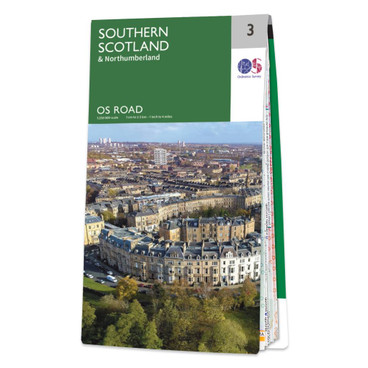 Dark green map front cover of OS Road 3 Map of Southern Scotland and Northumberland
