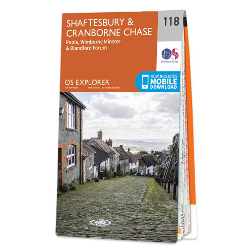 Orange front cover of OS Explorer Map 118 Shaftesbury & Cranborne Chase