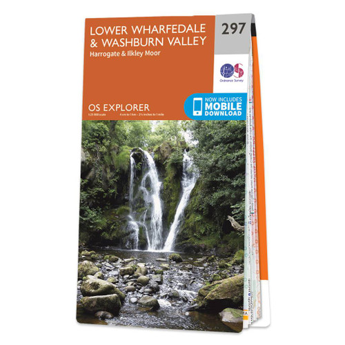 Orange front cover of OS Explorer Map 297 Lower Wharfedale & Washburn Valley