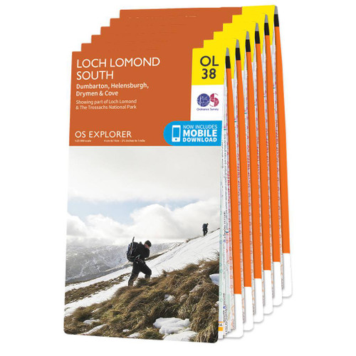 Orange cover of the OS Explorer West Highland Way Map Set showing OL38 Loch Lomond south and The Trossachs National Park