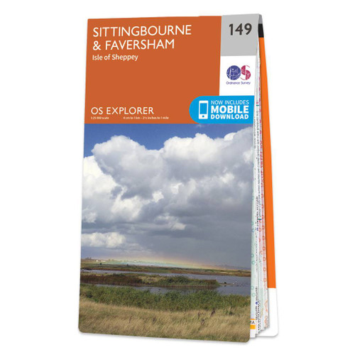 Orange front cover of OS Explorer Map 149 Sittingbourne & Faversham