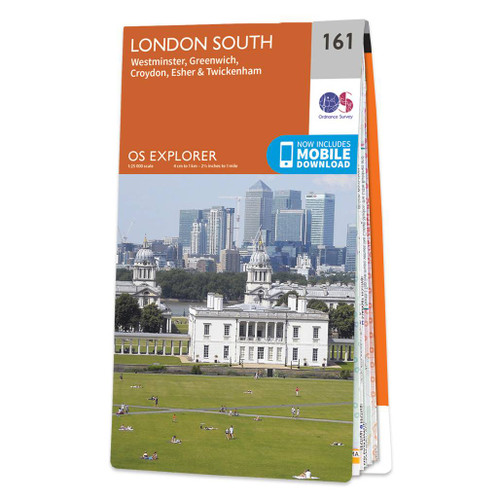 Orange front cover of OS Explorer Map 161 London South