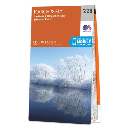 Orange front cover of OS Explorer Map 228 March & Ely