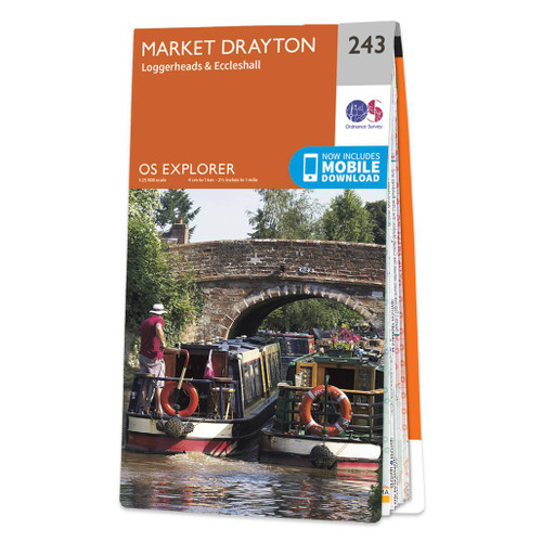 Orange front cover of OS Explorer Map 243 Market Drayton