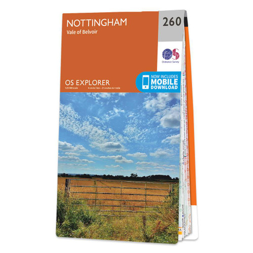 Orange front cover of OS Explorer Map 260 Nottingham