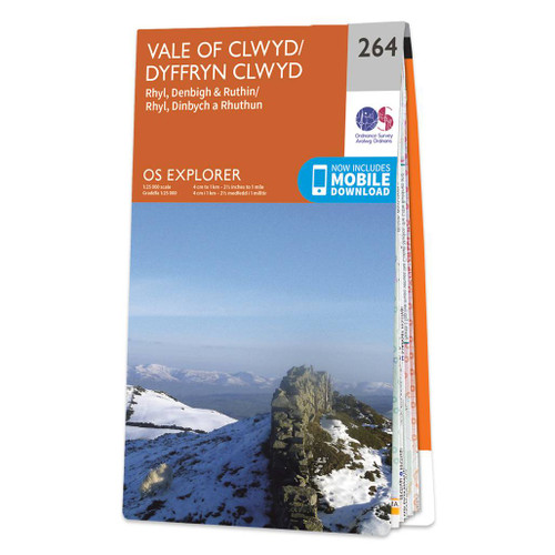 Orange front cover of OS Explorer Map 264 Vale of Clwyd