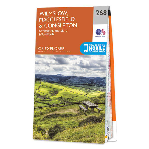 Orange front cover of OS Explorer Map 268 Wilmslow, Macclesfield & Congleton