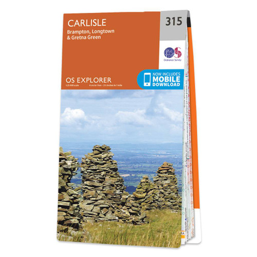 Orange front cover of OS Explorer Map 315 Carlisle
