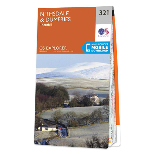 Orange front cover of OS Explorer Map 321 Nithsdale & Dumfries
