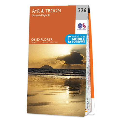 Orange front cover of OS Explorer Map 326 Ayr & Troon