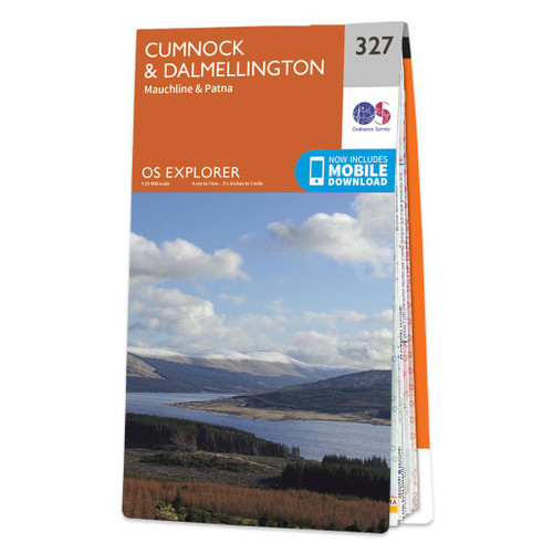 Orange front cover of OS Explorer Map 327 Cumnock & Dalmellington