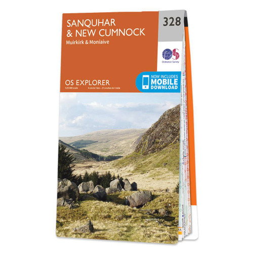 Orange front cover of OS Explorer Map 328 Sanquhar & New Cumnock