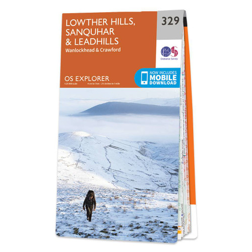 Orange front cover of OS Explorer Map 329 Lowther Hills, Sanquhar & Leadhills