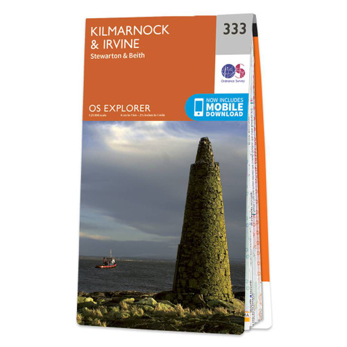 Orange front cover of OS Explorer Map 333 Kilmarnock & Irvine