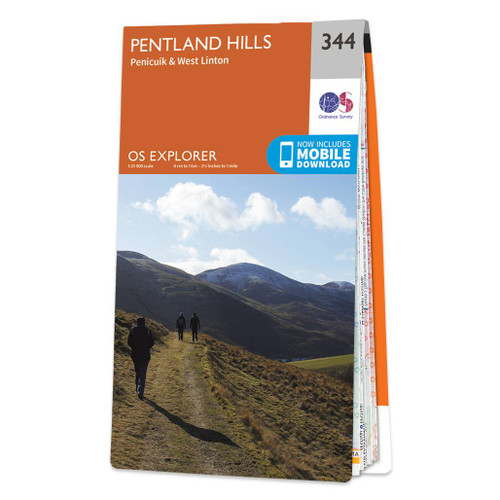 Orange front cover of OS Explorer Map 344 Pentland Hills