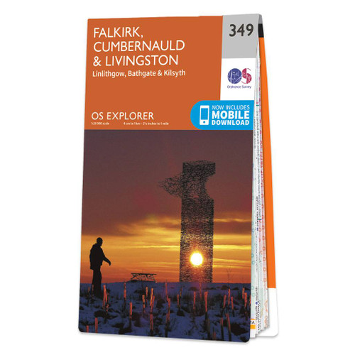 Orange front cover of OS Explorer Map 349 Falkirk, Cumbernauld & Livingston