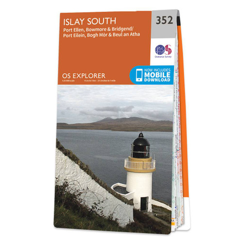 Orange front cover of OS Explorer Map 352 Islay South