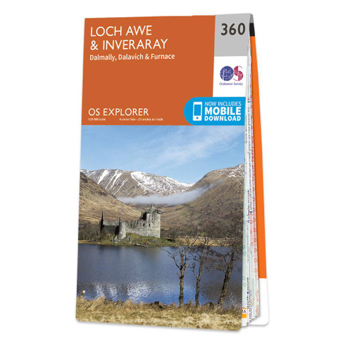 Orange front cover of OS Explorer Map 360 Loch Awe & Inveraray