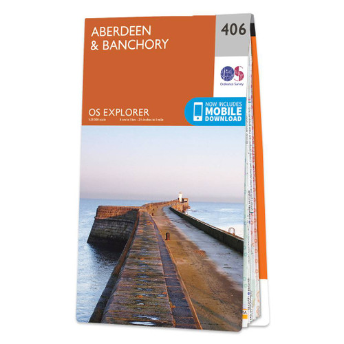 Orange front cover of OS Explorer Map 406 Aberdeen & Banchory