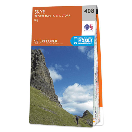 Orange front cover of OS Explorer Map 408 Skye