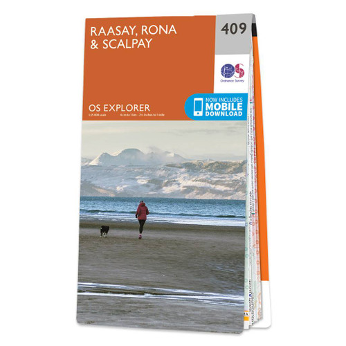 Orange front cover of OS Explorer Map 409 Raasay, Rona & Scalpay