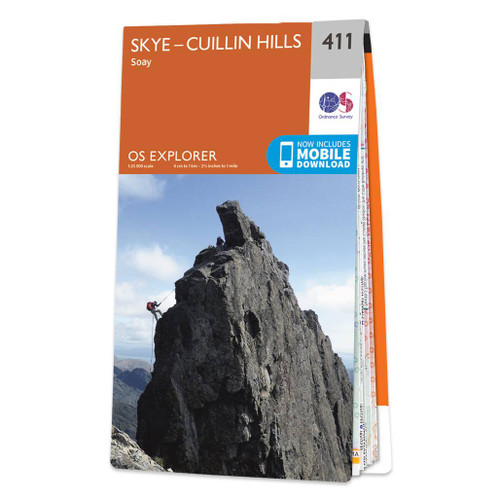 Orange front cover of OS Explorer Map 411 Skye - Cuillin Hills