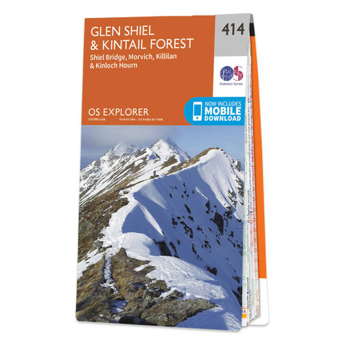 Orange front cover of OS Explorer Map 414 Glen Shiel & Kintail Forest