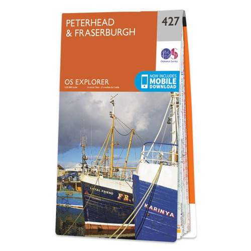 Orange front cover of OS Explorer Map 427 Peterhead & Fraserburgh