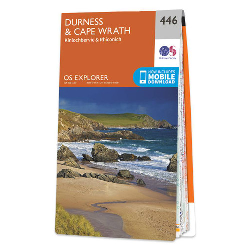 Orange front cover of OS Explorer Map 446 Durness & Cape Wrath